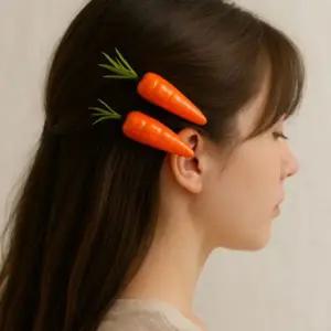 야채 당근 집게핀 Y2k 키치룩 헤어 머리핀 사진 소품