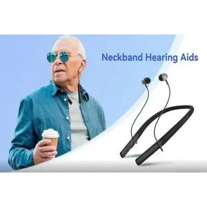 넥 스트랩 블루투스 보청기 헤드셋, 노인 증폭기용 소음 감소 기능이 있는 충전식 증폭기
