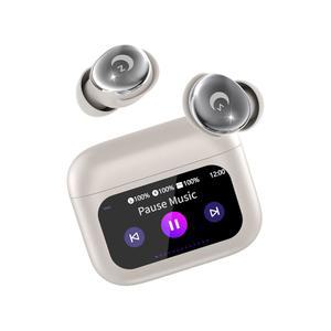 슬립 이어버드 블루투스 5.4인치 이어 스마트 터치 스크린 이어버드, 48시간 플레이타임 미니 헤드폰, 사이드 슬 용 소형 디자인, 크리스탈 클리어 통화, 5가지 EQ 모드, IPX7 방수 이어폰 비 화이트