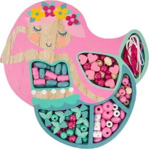 스티븐 조셉 어린이용 나무 구슬 키트 목걸이 4개가 달린 125개 재사용 가능한 트레이가 팔찌 코드 4개