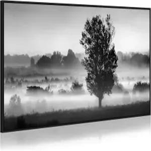 나무 액자 캔버스 월 아트 블랙 화이트 안개 숲 그림 대형 산 자연 풍경화 침실 거실 홈 오피스용 아트워크