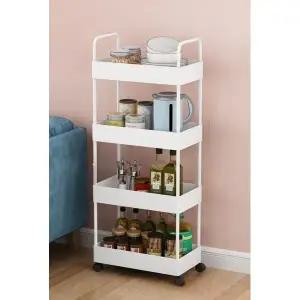 주방 정리함 틈새 수납 선반 세탁실 스텐 욕실 27cm 4단 화이트