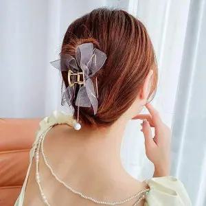 [골드스마일]실버 예쁜 1P 집게핀 헤어집게핀 집게핀 리본 장식 긴 올림
