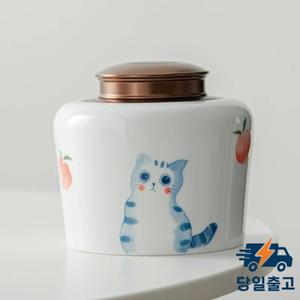 3차원 페인트 세라믹 캔 귀여운 고양이 합금 밀폐 보관 항아리 커피 상자 홈 데코