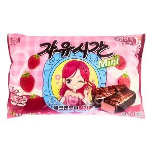 해태 자유시간 미니 밀크엔조이 딸기 405g 사무실 탕비실 초콜릿 대용량