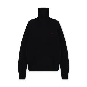 남성 하트 로고 블랙 터틀넥 니트 HKS827 001 009