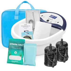 VnioLife 이온 족욕 디톡스 머신, 클렌징, 열선 벨트가 있는 LED 디스플레이 발 스파, 손목 스트랩, 어레이 2개, 씨솔트, 라이너 10개, 휴대용 핸드백