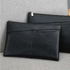 남성 빈티지 전면 포켓의 심플 블랙 클러치백 가방