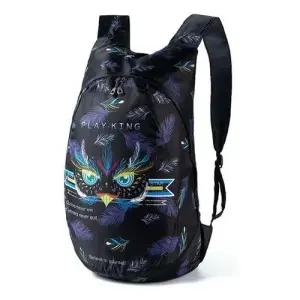 배낭 블랙화이트무늬 휴대 초경량 접이식 백팩 올빼미 WFJYO1L