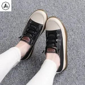 [애슬릿] 여성 스니커즈 가죽 단화 배색 발 편한 운동화