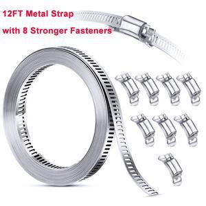 304 스테인리스 스틸 호스 클램프 스트랩 조절식 웜 기어 파이프 덕트 11.5 피트 8 개의 패스너 3.5m