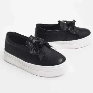 보우 스트랩 슬립온 여성용 발편한 통굽 키높이 이지스니커즈 WFJUCCD