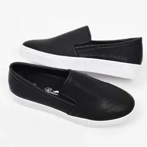 레더 블랙슬립온 여자 통굽 키높이 발편한 스니커즈베스트 WFJTVZ6