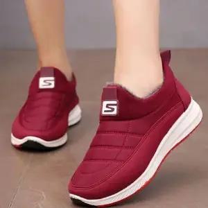 걸스 알파벳 캐주얼 털안감트렌드 발 온기있는 슬립온 패딩부츠 WFJTQ8Z