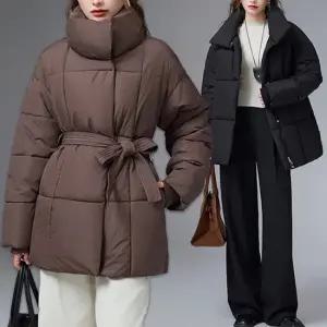 르보에 심플 하이넥 벨트 패딩 점퍼