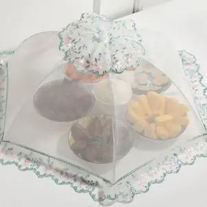 화이트 자수 원터치 밥상보 식탁보 밥상 덮개 커버 (WFFFHAO)