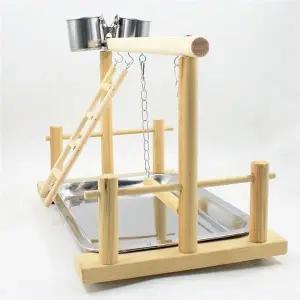 [콩심팥심]장난감 횟대 새장 스탠드형+스텐컵 놀이터 앵무새