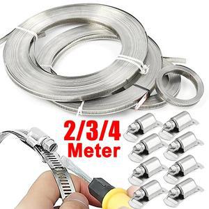 304 스테인레스 스틸 호스 클램프 스트랩 DIY 크기 나사 밴드 (패스너 포함) 웜 기어 클립 조정 가능 튜브
