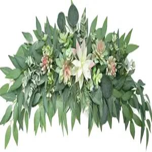 RNSUNH 27.6인치 인조 유칼립투스 스웨그 장식용 시뮬레이션 다육질 스프링 플로럴 화환 가정용 결혼식