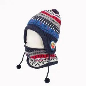 (옵션 FREE-네이비)유아 벙거지 머플러 세트 모자 목도리 털모자 겨울모자 넥워머 아동 유아 후드 어린이워