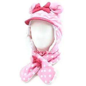 (옵션 핑크)미니마우스 유아 후드워머 머플러 세트 방한모 목도리 아동 어린이워머 유아 넥워머 후드 겨울