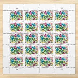 미국 우체국 축하 꽃 정원 사랑 결혼식 영원한 우표 20장