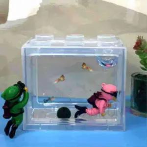 [콩심팥심]투명 블럭 어항 디자인 저금통 미니 마리모 수조 초미니 장식어항