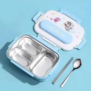 WL 짱구 스텐 도시락 3칸-블루