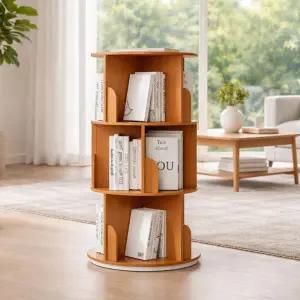 아트박스/가구느낌 팀회전책장 400 4단 책꽂이 원형 수납 360도