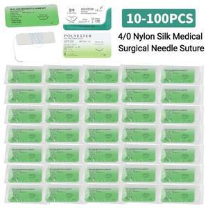 10-100Pcs 4/0 의료 외과 봉합사 모노 필라멘트 바늘 나일론 시뮬레이션 스레드 교육 실습