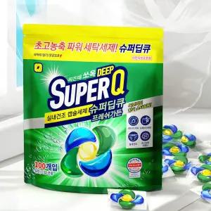 슈퍼딥큐 5in1 프레쉬가든 100개입 캡슐세제 실내건조 고농축 대용량 세탁 드럼세탁기