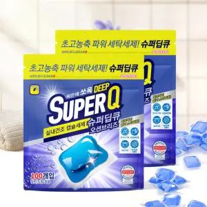 슈퍼딥큐 오션브리즈 100개입X2개(총 200개입) 고농축 캡슐세제 대용량 실내건조 드럼 일반 겸용