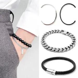 남자 팔찌/써지컬스틸/원석/가죽/실/끈/체인/남성