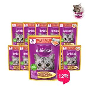 위스카스파우치 고등어와연어 80g 12팩