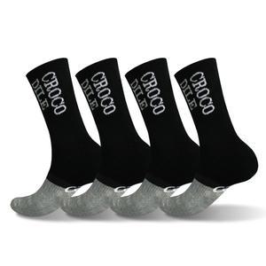 크로커다일 남성 스포츠 쿠션 투톤 배색 장목 양말 CD4SK1032, 블랙, 4족