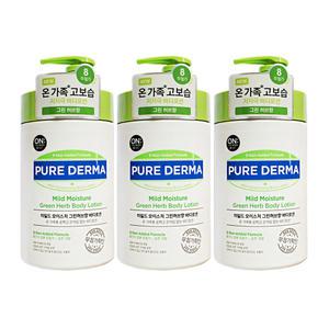 엘지 온더바디 바디로션 퓨어더마 마일드 모이스처 그린허브향 1000ml 3개