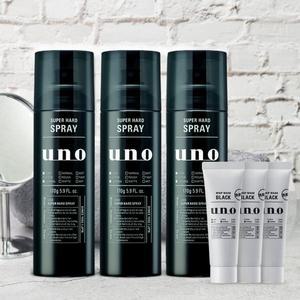[우노] 수퍼 하드 스프레이 170g 3개 + 휩 워시 블랙 30ml 3개