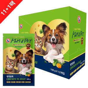 맘앤펫 수제 강아지 고양이 노견 보양식 몸보신 영양닭죽100g 11팩+1팩