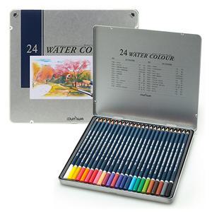 문화 수채화 색연필 24색 틴케이스 수채색연필 워터칼라 칼라펜슬 전문가용