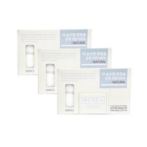 [기타]더순수한 화장솜 순면코튼(100P)_박스형-3개 화장솜 클렌징티슈 메이크업