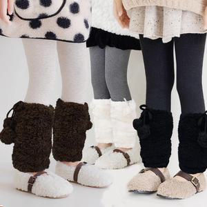 아동 양털 뽀글이 발토시 방울 포인트 겨울 풋워머 여아 기모 레깅스