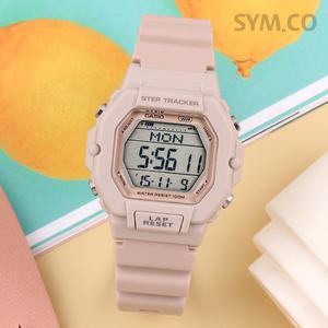 LWS-2200H-4A 카시오 여성 베이지 핑크 런닝 디지털 시계 c154
