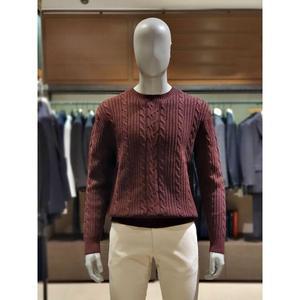 갤러리아 킨록 F/W 루즈핏 케이블 라운드 니트 와인 (TIY41)