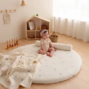 순수 원형러그 130 자수 (커버+솜)