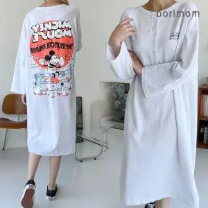 [보리보리/보리맘]팜이 단추 수유복 긴팔 수유 원피스 임부복 ID392