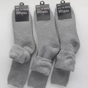 [하프클럽/]한겨울 남성용 기모양말 회색 3개 학생양말 요일양말