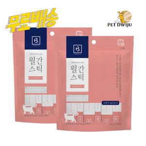 브리더랩 월간스틱 고양이 츄르 간식 닭가슴살 연어 30개입 x2개