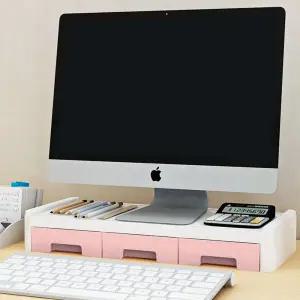 모니터받침대 1단 모니터 선반 서랍형/수납/듀얼/거치대/컴퓨터/스탠드/스텐드/다용도/상부/탁상용/테이블