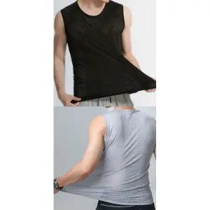 여름철 필수 남성용 기능성 아이스 쿨링 매쉬 니너웨어 나시 티셔츠