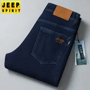 JEEP SPIRIT 남성 가을 겨울 오버사이즈 스트레치 두껍고 스트레이트 청바지